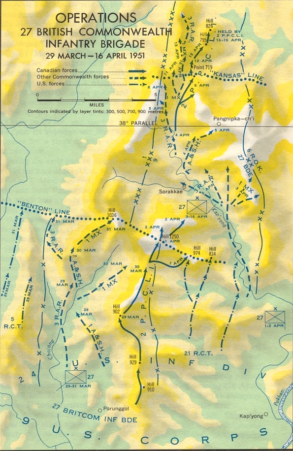 Operations, 27 British Commonwealth Infantry Brigade, 29 March  16 April 1951 

