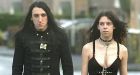 Goth who walks fianc�e on a leash is banned by bus driver who told him: 'No dogs allowed'